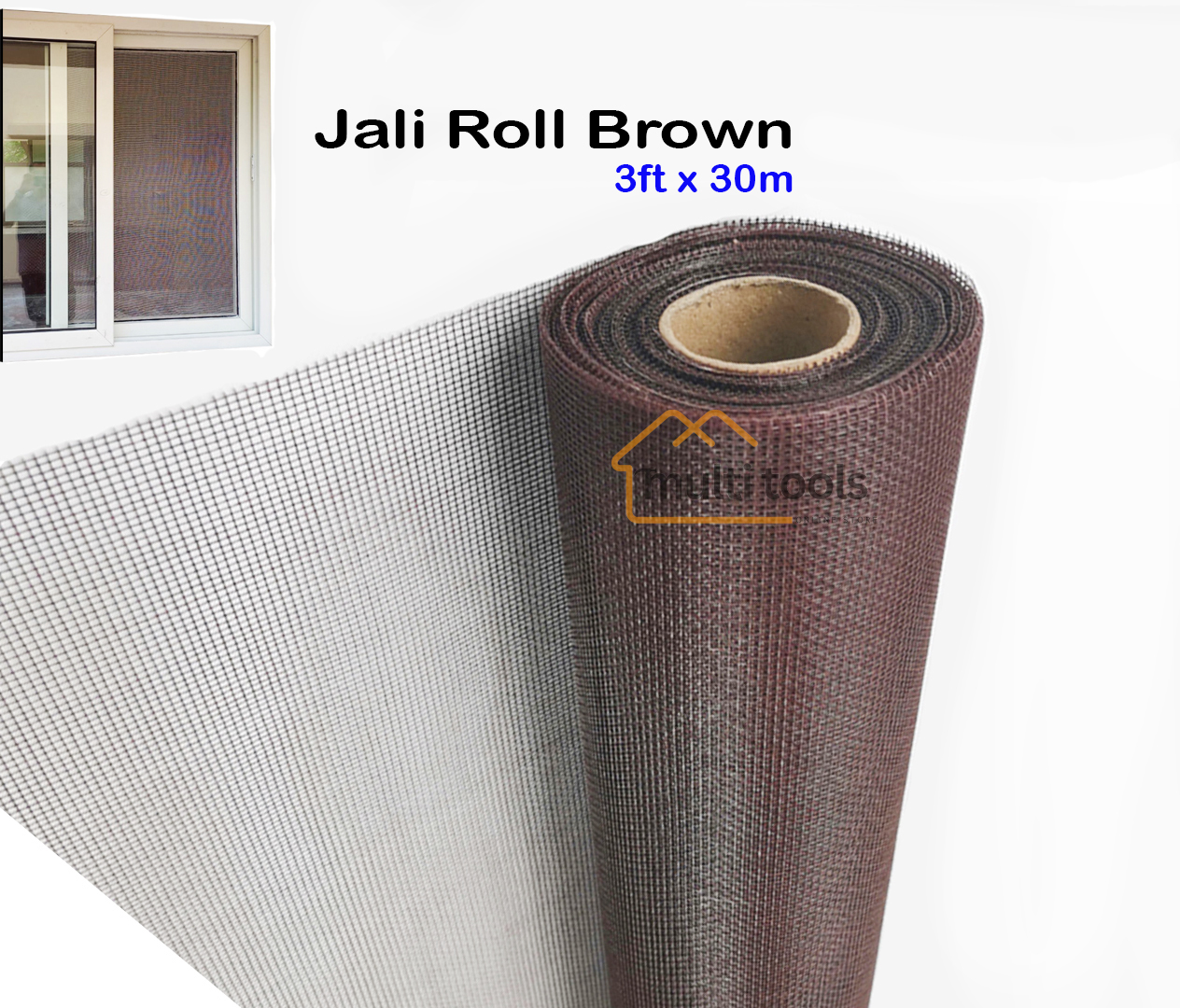 Fiber Net Brown Roll For Aluminium Window 3Ft X 30m